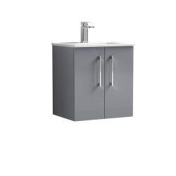 Nuie Arno Grey 500mm Wall Hung 2 Door Vanity Unit