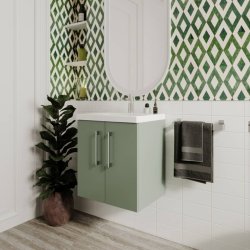 Nuie Arno Green 500mm Wall Hung 2 Door Vanity Unit