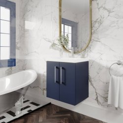 Nuie Arno Blue 500mm Wall Hung 2 Door Vanity Unit