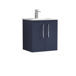 Nuie Arno Blue 500mm Wall Hung 2 Door Vanity Unit