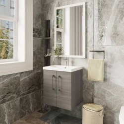 Nuie Arno Oak 500mm Wall Hung 2 Door Vanity Unit