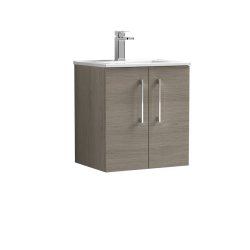 Nuie Arno Oak 500mm Wall Hung 2 Door Vanity Unit