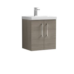 Nuie Arno Oak 500mm Wall Hung 2 Door Vanity Unit