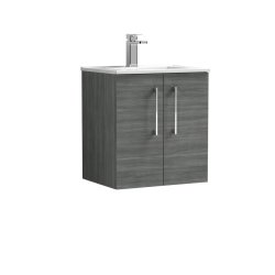 Nuie Arno Anthracite Wood 500mm Wall Hung 2 Door Vanity Unit