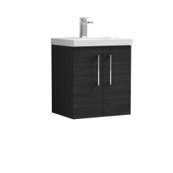 Nuie Arno Black 500mm Wall Hung 2 Door Vanity Unit