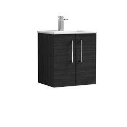 Nuie Arno Black 500mm Wall Hung 2 Door Vanity Unit