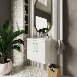 Nuie Arno White 600mm Wall Hung 2 Door Vanity Unit