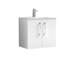 Nuie Arno White 600mm Wall Hung 2 Door Vanity Unit