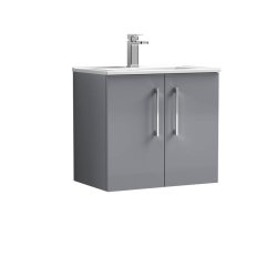 Nuie Arno Grey 600mm Wall Hung 2 Door Vanity Unit