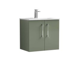 Nuie Arno Green 600mm Wall Hung 2 Door Vanity Unit