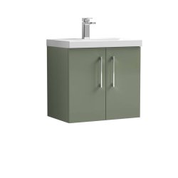 Nuie Arno Green 600mm Wall Hung 2 Door Vanity Unit