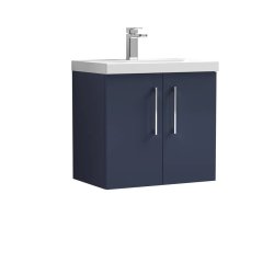 Nuie Arno Blue 600mm Wall Hung 2 Door Vanity Unit