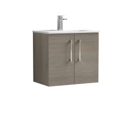 Nuie Arno Oak 600mm Wall Hung 2 Door Vanity Unit (ARN2523A)