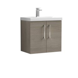 Nuie Arno Oak 600mm Wall Hung 2 Door Vanity Unit