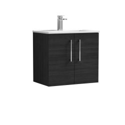 Nuie Arno Black 600mm Wall Hung 2 Door Vanity Unit (ARN623A)