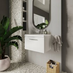 Nuie Arno White 600mm Wall Hung 1 Drawer Vanity Unit