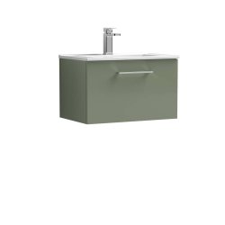 Nuie Arno Green 600mm Wall Hung 1 Drawer Vanity Unit (ARN822A)