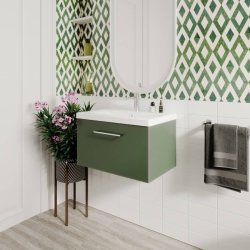 Nuie Arno Green 600mm Wall Hung 1 Drawer Vanity Unit (ARN822A)