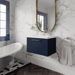 Nuie Arno Blue 600mm Wall Hung 1 Drawer Vanity Unit (ARN1722A)