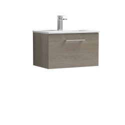 Nuie Arno Oak 600mm Wall Hung 1 Drawer Vanity Unit