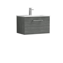 Nuie Arno Anthracite Wood 600mm Wall Hung 1 Drawer Vanity Unit (ARN522A)