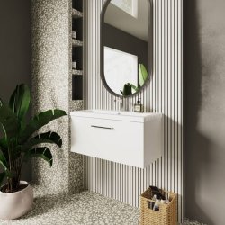 Nuie Arno White 800mm Wall Hung 1 Drawer Vanity Unit