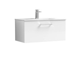 Nuie Arno White 800mm Wall Hung 1 Drawer Vanity Unit