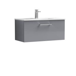 Nuie Arno Grey 800mm Wall Hung 1 Drawer Vanity Unit