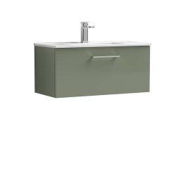 Nuie Arno Green 800mm Wall Hung 1 Drawer Vanity Unit (ARN825A)