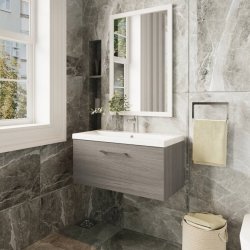 Nuie Arno Oak 800mm Wall Hung 1 Drawer Vanity Unit