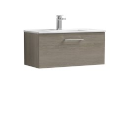 Nuie Arno Oak 800mm Wall Hung 1 Drawer Vanity Unit