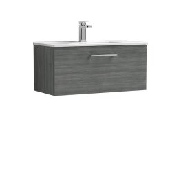 Nuie Arno Anthracite Wood 800mm Wall Hung 1 Drawer Vanity Unit (ARN525A)