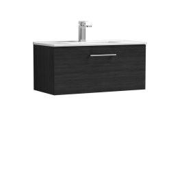 Nuie Arno Black 800mm Wall Hung 1 Drawer Vanity Unit (ARN625A)