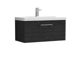 Nuie Arno Black 800mm Wall Hung 1 Drawer Vanity Unit