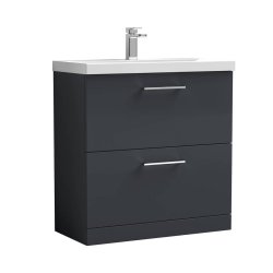 Nuie Arno Soft Black 800mm Floor Standing 2 Drawer Vanity Unit