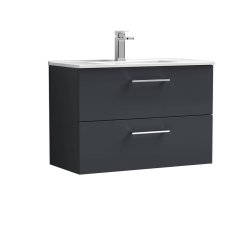 Nuie Arno Anthracite Satin 800mm Wall Hung 2 Drawer Vanity Unit (ARN1426A)