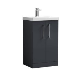 Nuie Arno Soft Black 500mm Floor Standing 2 Door Vanity Unit