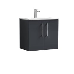 Nuie Arno Soft Black 600mm Wall Hung 2 Door Vanity Unit