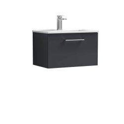 Nuie Arno Anthracite Satin 600mm Wall Hung 1 Drawer Vanity Unit (ARN1422A)