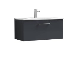 Nuie Arno Anthracite Satin 800mm Wall Hung 1 Drawer Vanity Unit (ARN1425A)