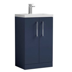 Nuie Arno Blue 500mm Compact Floor Standing 2 Door Vanity Unit