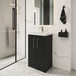 Nuie Arno Black 500mm Compact Floor Standing 2 Door Vanity Unit