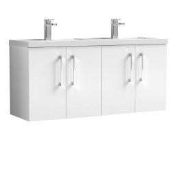 Nuie Arno White 1200mm Wall Hung 4 Door Vanity Unit (ARN123F)