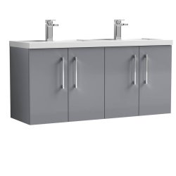 Nuie Arno Grey 1200mm Wall Hung 4 Door Vanity Unit (ARN2223F)