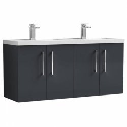 Nuie Arno Soft Black 1200mm Wall Hung 4 Door Vanity Unit