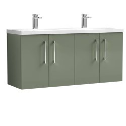 Nuie Arno Green 1200mm Wall Hung 4 Door Vanity Unit