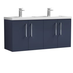 Nuie Arno Blue 1200mm Wall Hung 4 Door Vanity Unit