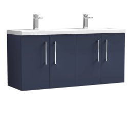 Nuie Arno Blue 1200mm Wall Hung 4 Door Vanity Unit