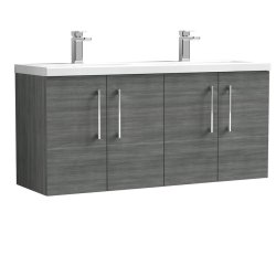 Nuie Arno Anthracite Woodgrain 1200mm Wall Hung 4 Door Vanity Unit