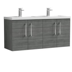 Nuie Arno Anthracite Woodgrain 1200mm Wall Hung 4 Door Vanity Unit (ARN523F)